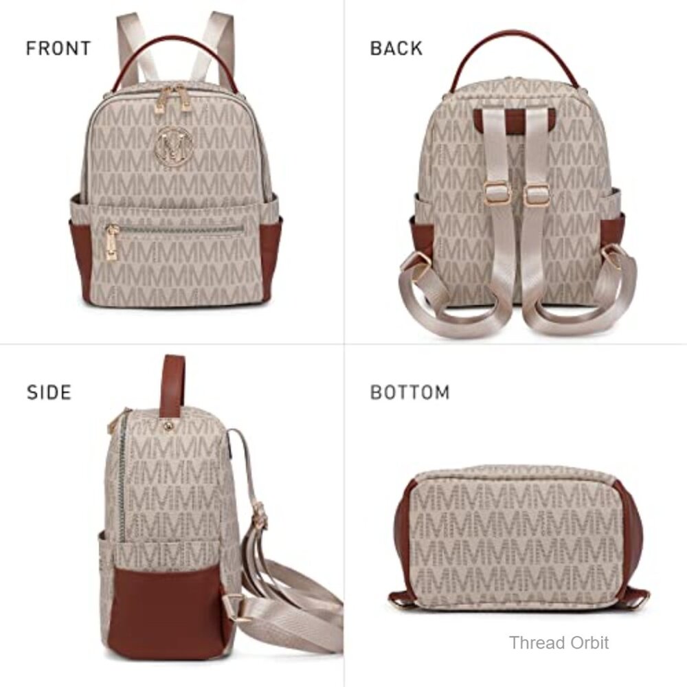 Small Vegan Leather Backpack With Multiple Pocket… - image 5